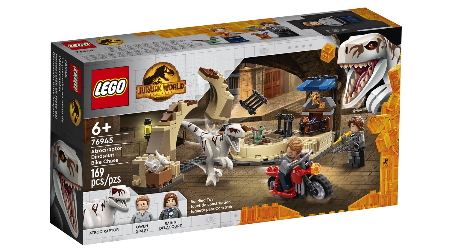 LEGO Jurassic World 76945 atrociraptor pościg na motocyklu