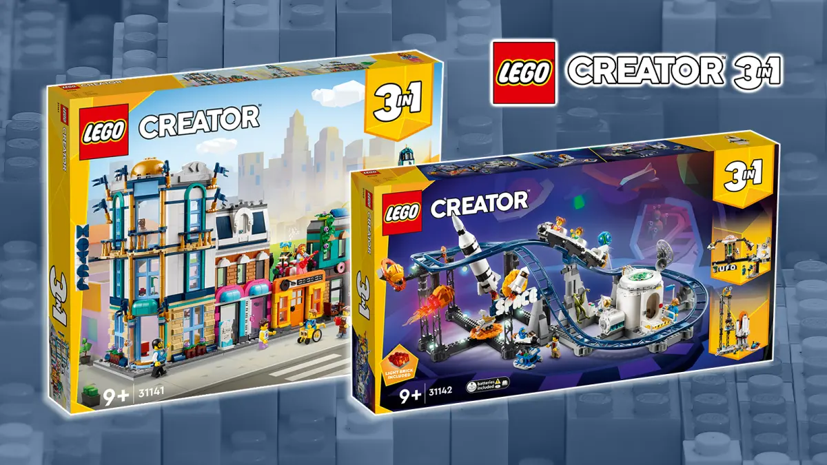 Są foty głównej ulicy i kosmicznej kolejki górskiej LEGO